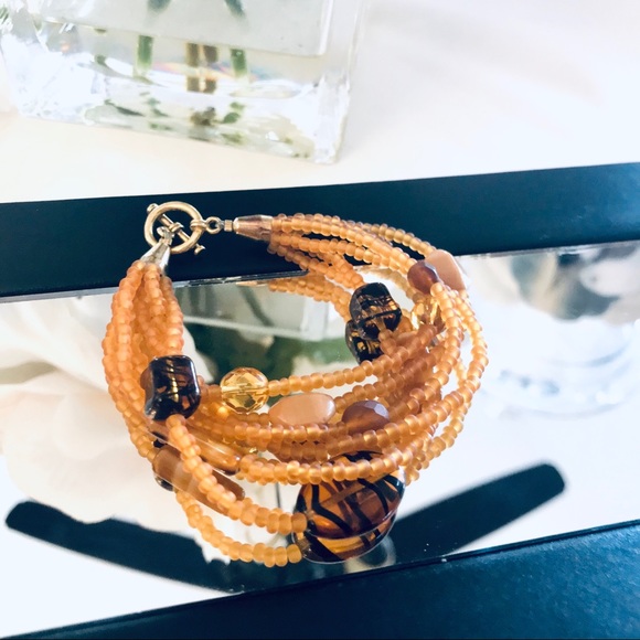 BoHo Handmade Beaded Bracelet - Brown/Tan - Picture 4 of 8